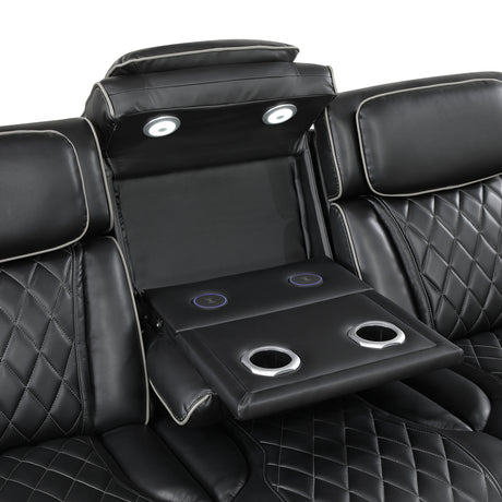 Fairway Black Power Double Reclining Living Room Set from Homelegance - Luna Furniture