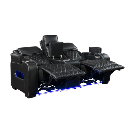 Fairway Black Power Double Reclining Living Room Set from Homelegance - Luna Furniture