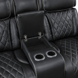 Fairway Black Power Double Reclining Loveseat with Center Console from Homelegance - Luna Furniture
