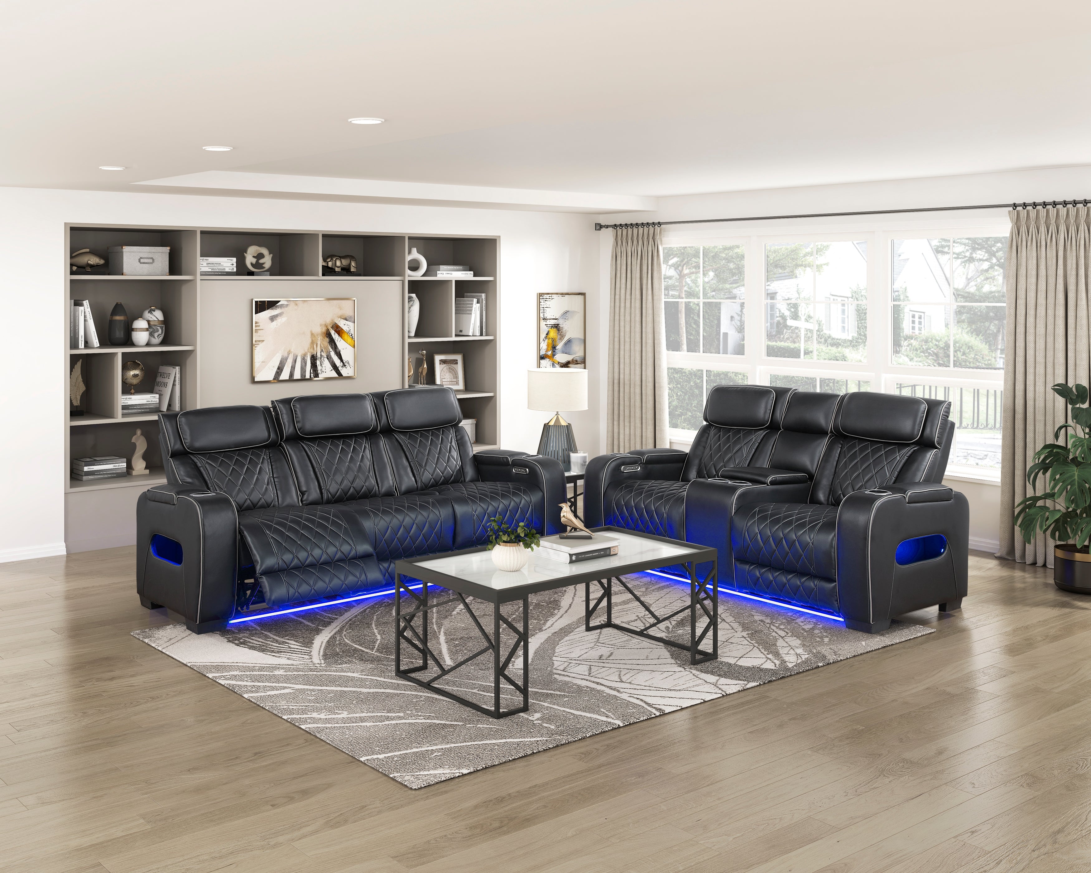 Homelegance Fairway Black Power Double Reclining Living Room Set