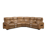 Fairway Brown 3-Piece LED Power Reclining Sectional with Consoles and Wireless speakers from Homelegance - Luna Furniture
