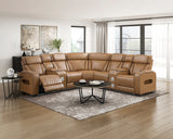 Fairway Brown 3-Piece LED Power Reclining Sectional with Consoles and Wireless speakers from Homelegance - Luna Furniture