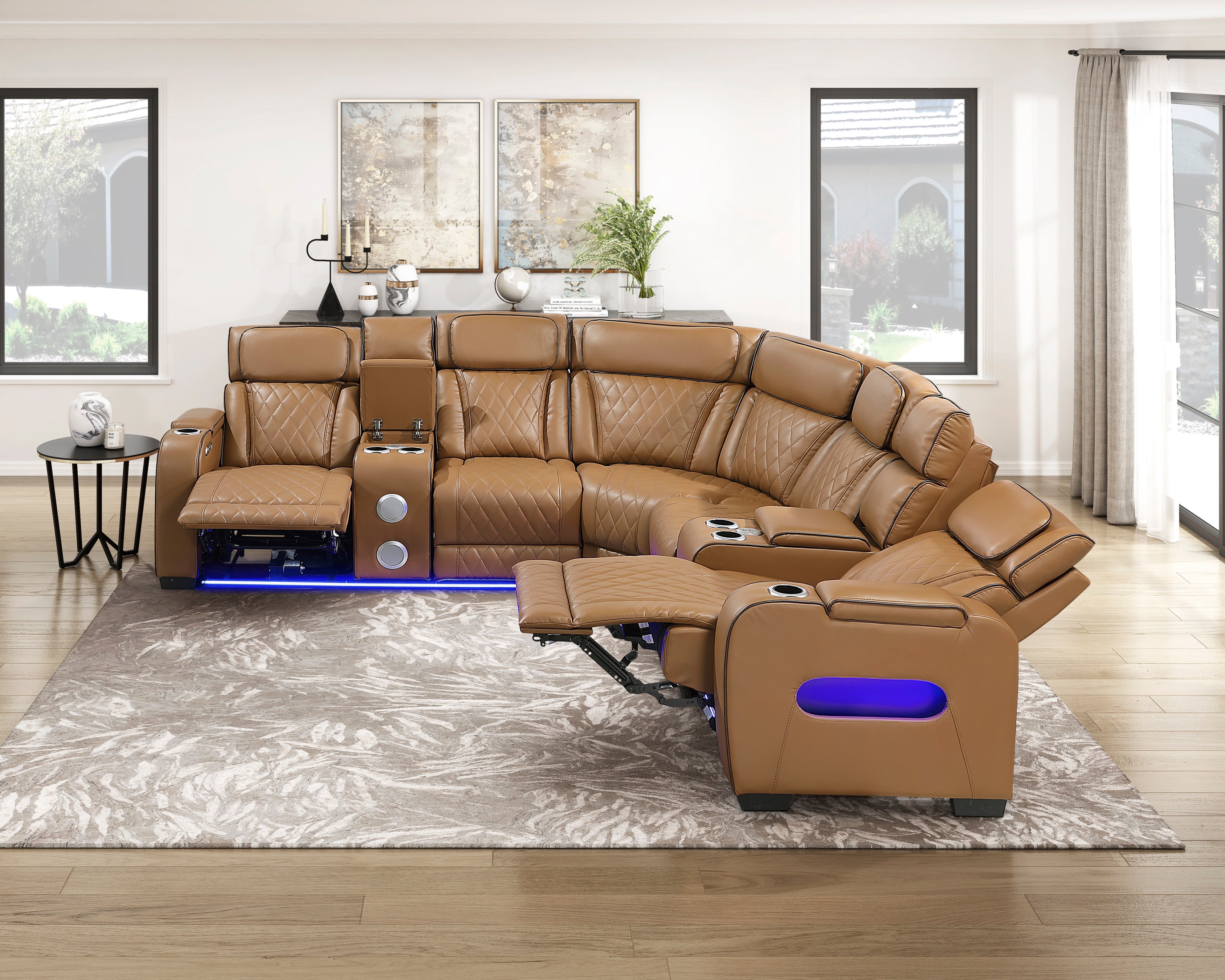 Homelegance Fairway Brown 3-Piece LED Power Reclining Sectional