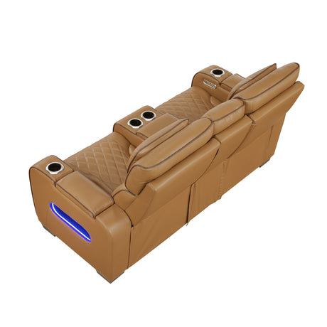 Fairway Brown Power Double Reclining Loveseat with Center Console from Homelegance - Luna Furniture