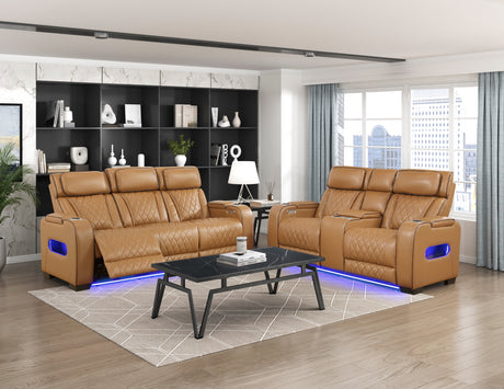 Fairway Brown Power Double Reclining Sofa from Homelegance - Luna Furniture