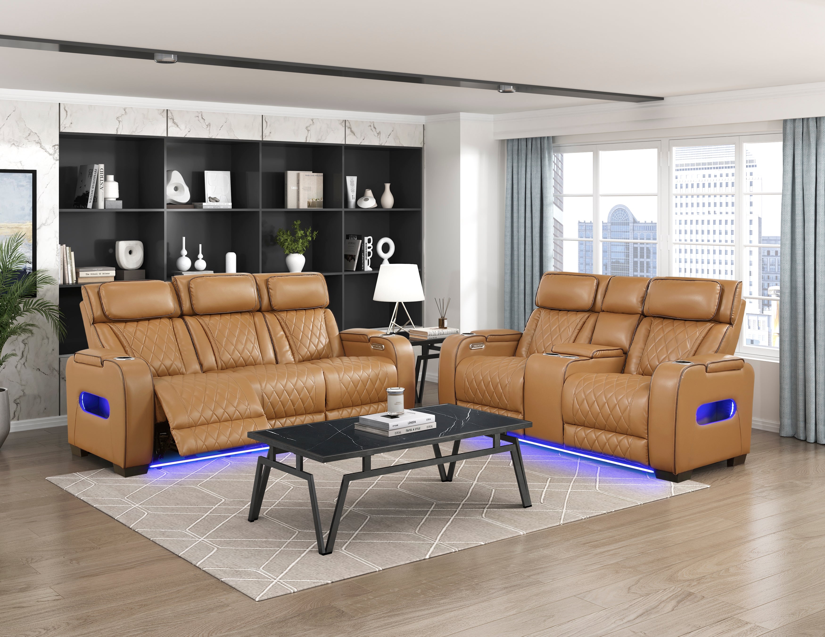 Homelegance Fairway Brown Power Double Reclining Living Room Set