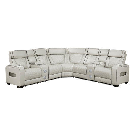 Fairway Taupe 3-Piece LED Power Reclining Sectional with Consoles and Wireless speakers from Homelegance - Luna Furniture