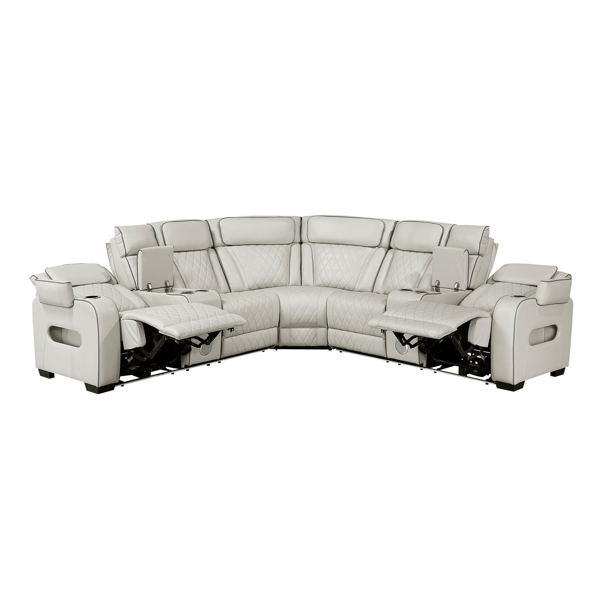 Fairway Taupe 3-Piece LED Power Reclining Sectional with Consoles and Wireless speakers from Homelegance - Luna Furniture