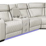 Fairway Taupe 3-Piece LED Power Reclining Sectional with Consoles and Wireless speakers from Homelegance - Luna Furniture