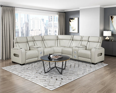Fairway Taupe 3-Piece LED Power Reclining Sectional with Consoles and Wireless speakers from Homelegance - Luna Furniture
