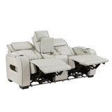 Fairway Taupe Power Double Reclining Loveseat with Center Console from Homelegance - Luna Furniture