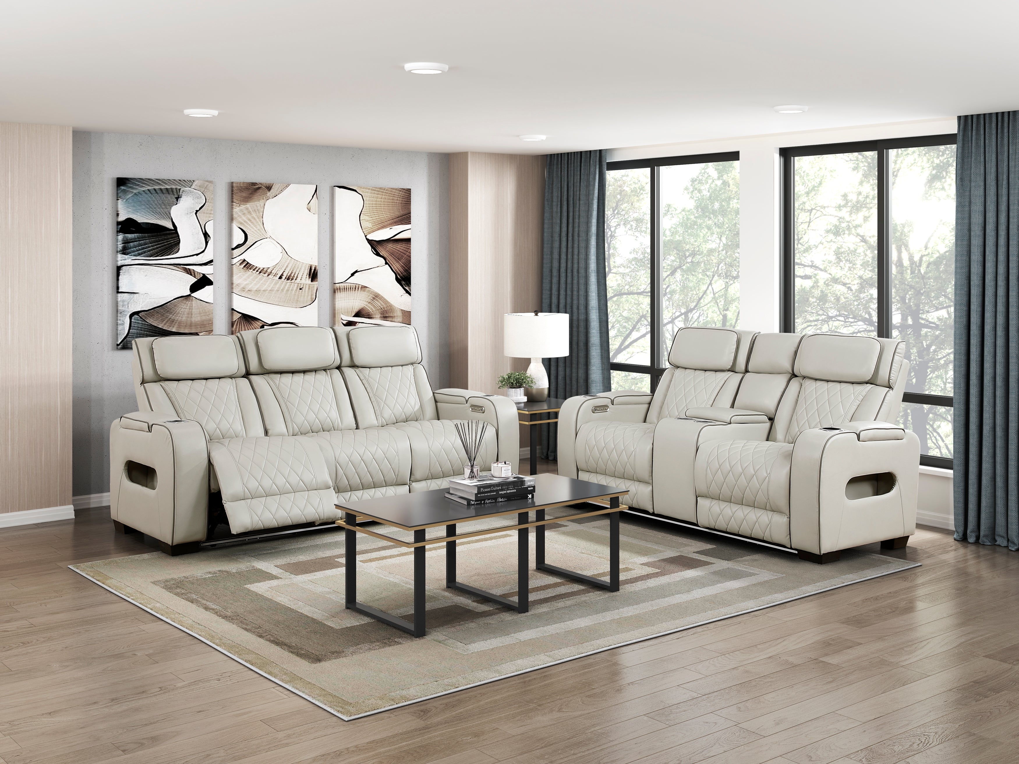 Homelegance Fairway Taupe Power Double Reclining Living Room Set