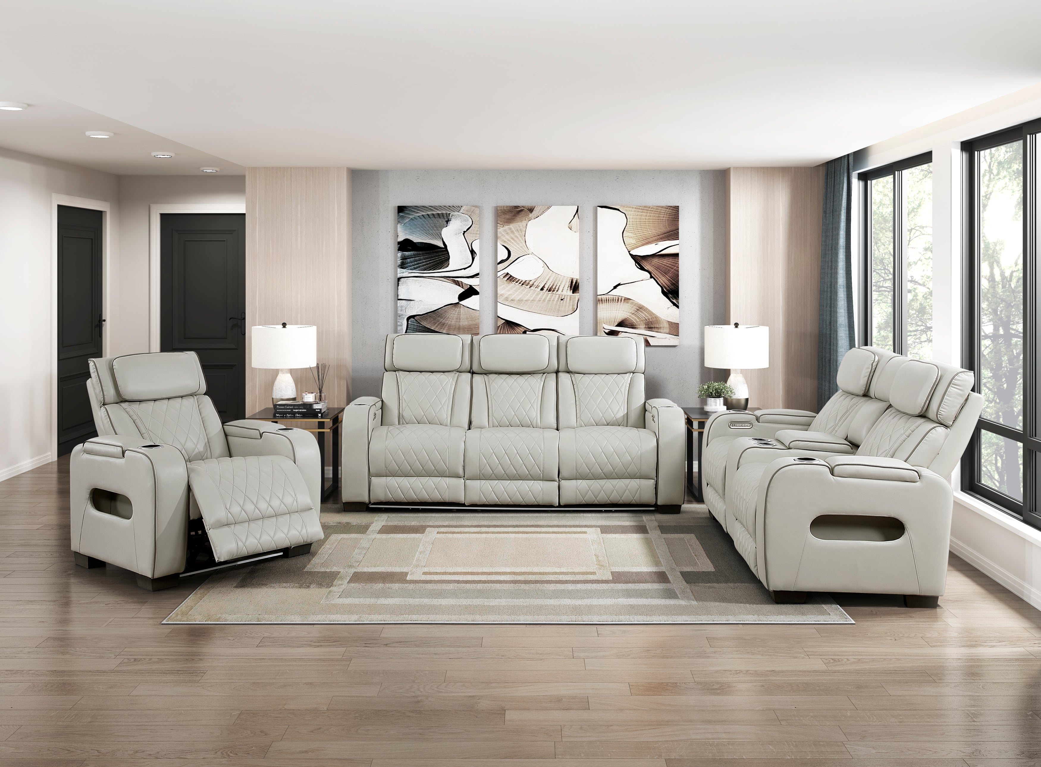 Homelegance Fairway Taupe Power Double Reclining Living Room Set