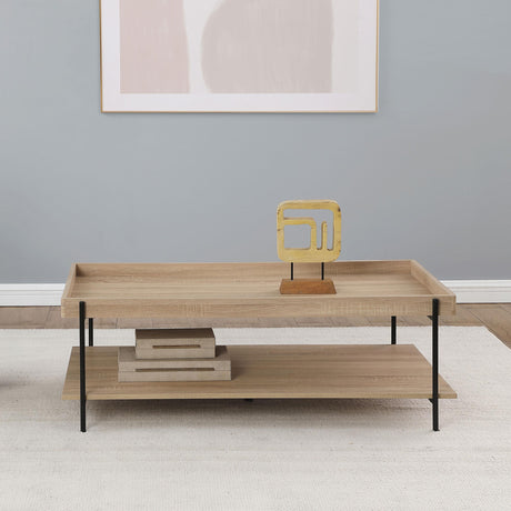Fallon Light Brown Rectangular Engineered Wood Coffee Table from Coaster - Luna Furniture