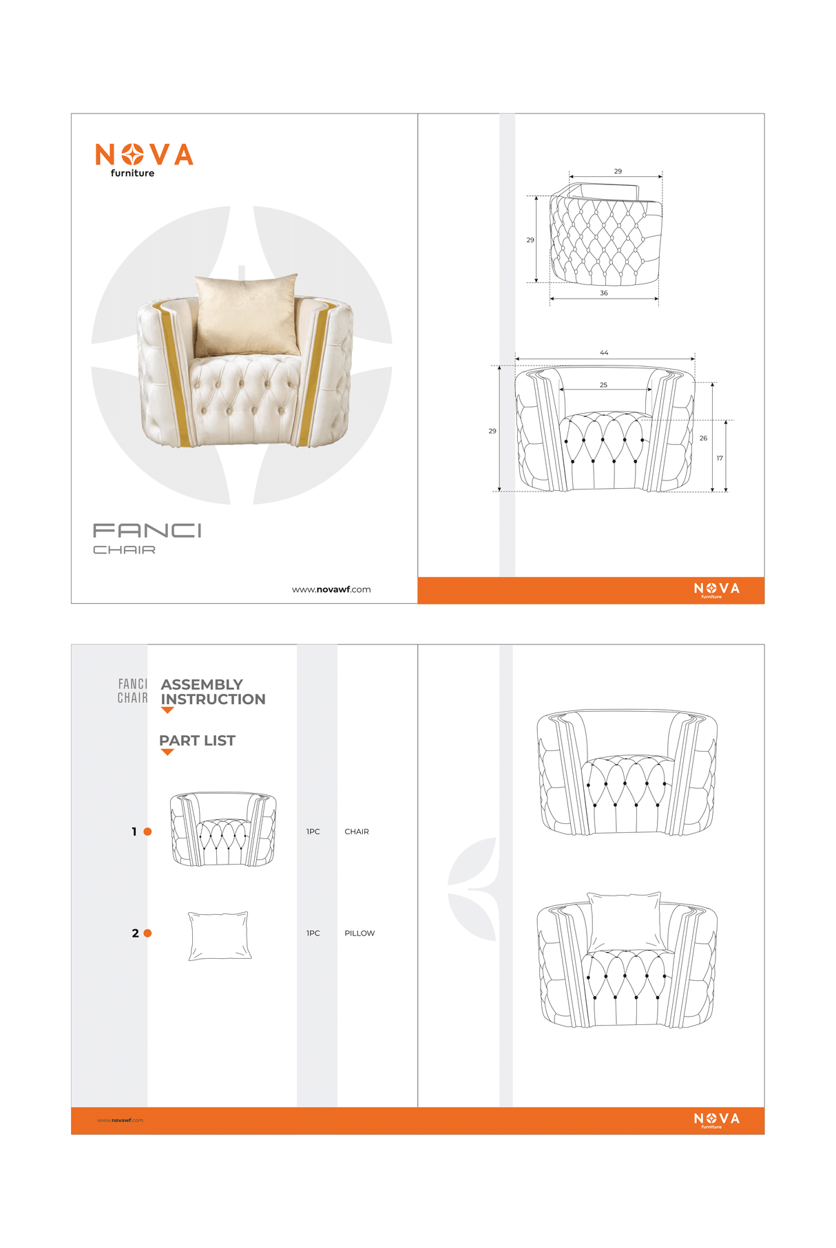 Fanci Ivory Velvet Chair from Nova Furniture - Luna Furniture