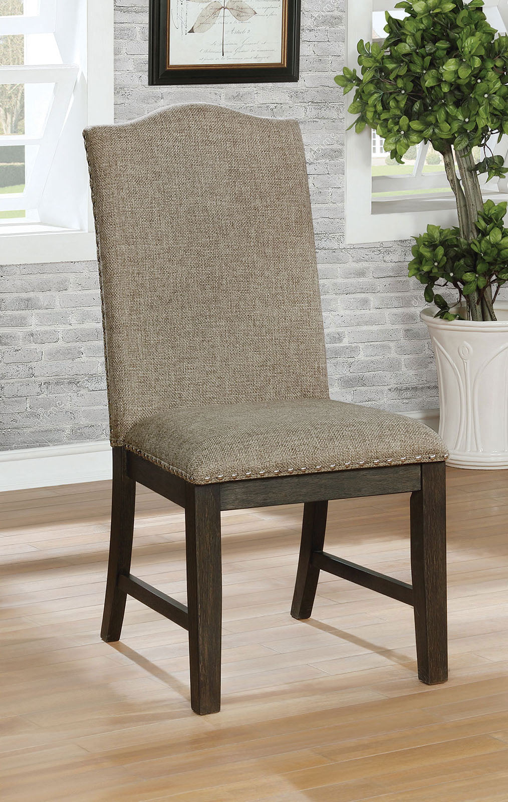 Faulk Espresso/Warm Gray Side Chair from Furniture of America - Luna Furniture