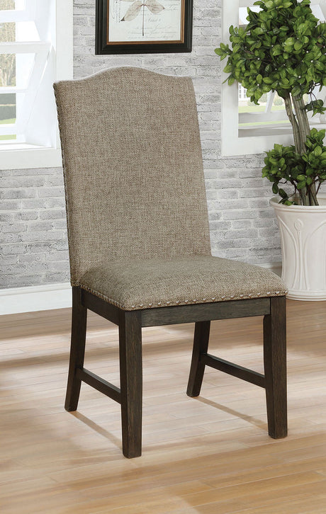Faulk Espresso/Warm Gray Side Chair from Furniture of America - Luna Furniture