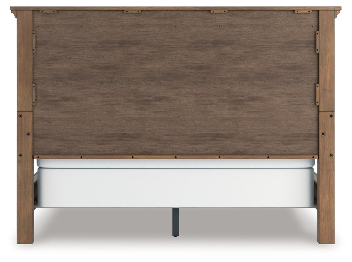 Feddinger California King Panel Bed with Mirrored Dresser and Nightstand in Medium Brown from Ashley - Luna Furniture