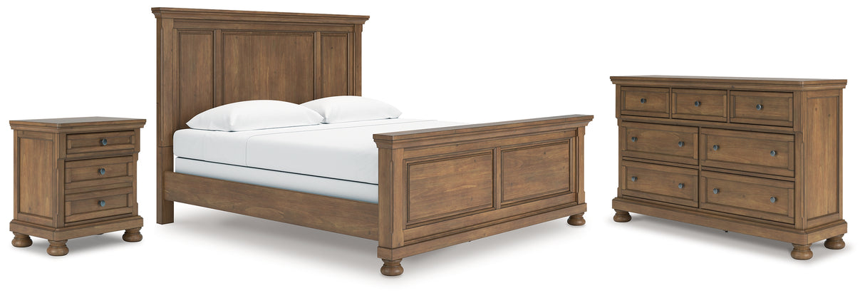 Feddinger King Panel Bed with Dresser and Nightstand in Medium Brown from Ashley - Luna Furniture
