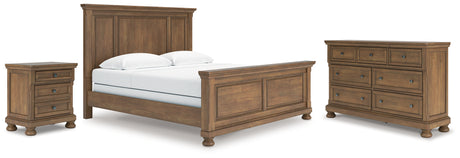 Feddinger King Panel Bed with Dresser and Nightstand in Medium Brown from Ashley - Luna Furniture