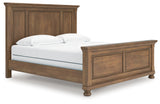 Feddinger King Panel Bed with Mirrored Dresser and Nightstand in Medium Brown from Ashley - Luna Furniture