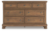 Feddinger King Storage Sleigh Bed with Dresser and Nightstand in Medium Brown from Ashley Furniture - Luna Furniture