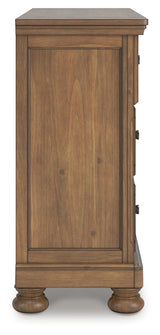 Feddinger King Storage Sleigh Bed with Dresser and Nightstand in Medium Brown from Ashley Furniture - Luna Furniture