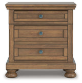 Feddinger King Storage Sleigh Bed with Dresser and Nightstand in Medium Brown from Ashley Furniture - Luna Furniture