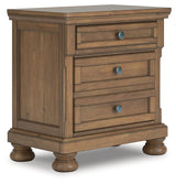 Feddinger King Storage Sleigh Bed with Dresser and Nightstand in Medium Brown from Ashley Furniture - Luna Furniture