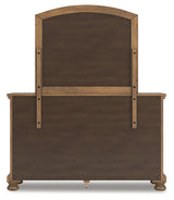 Feddinger King Storage Sleigh Bed with Mirrored Dresser and Chest in Medium Brown from Ashley Furniture - Luna Furniture