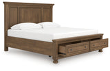 Feddinger Medium Brown King Panel Storage Bed from Ashley - Luna Furniture
