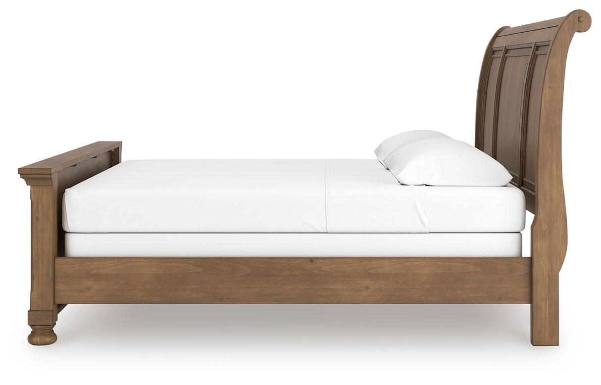 Feddinger Medium Brown King Sleigh Bed from Ashley - Luna Furniture