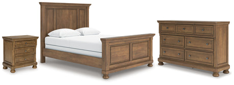 Feddinger Queen Panel Bed with Dresser and Nightstand in Medium Brown from Ashley - Luna Furniture