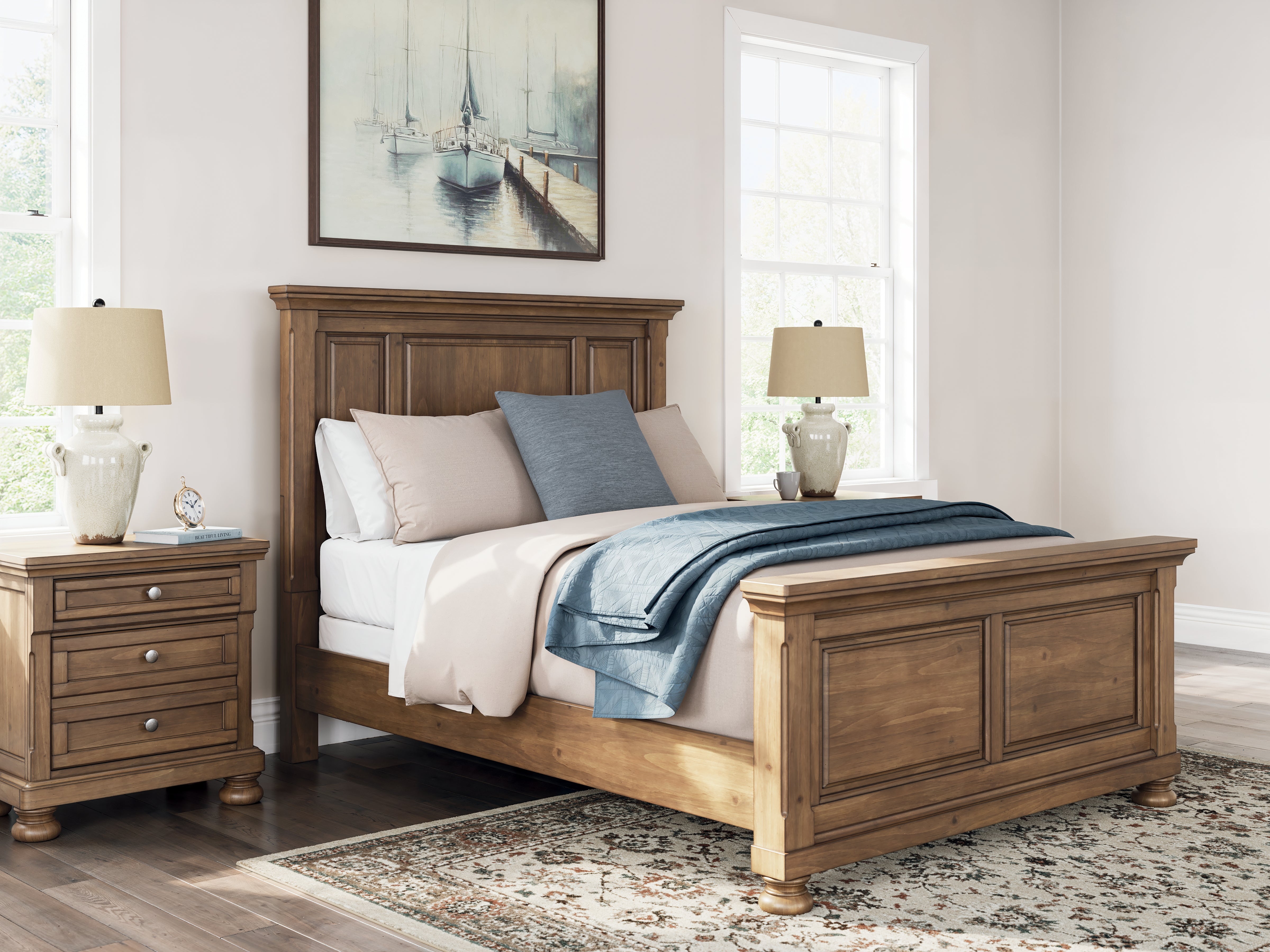 Ashley Feddinger Queen Panel Bed with Dresser in Medium Brown