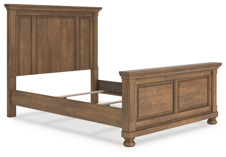 Feddinger Queen Panel Bed with Mirrored Dresser in Medium Brown from Ashley - Luna Furniture