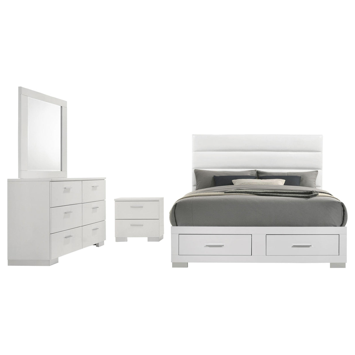 Felicity White 4-Piece Eastern King Platform Bedroom Set from Coaster - Luna Furniture
