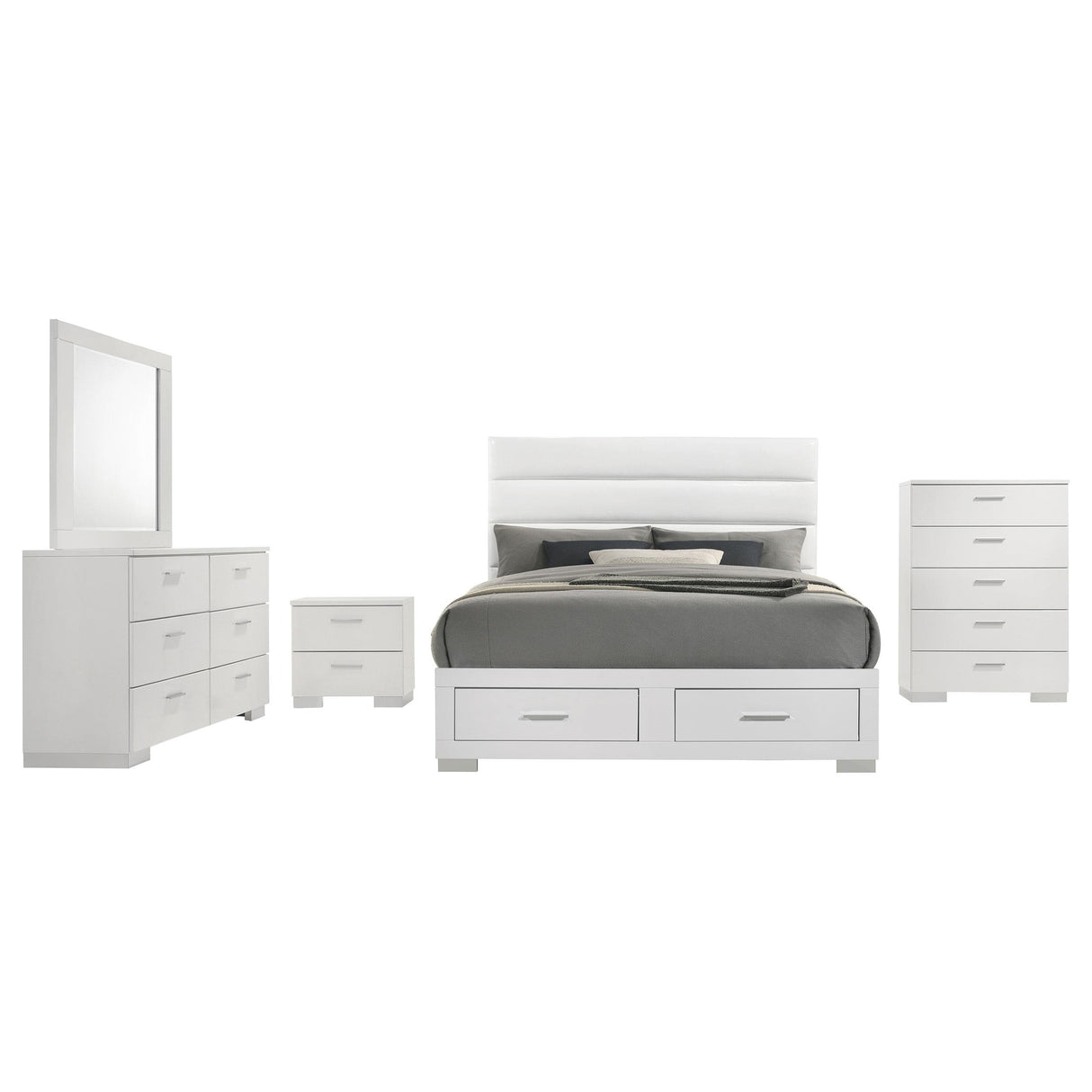 Felicity White 5-Piece Eastern King Platform Bedroom Set from Coaster - Luna Furniture