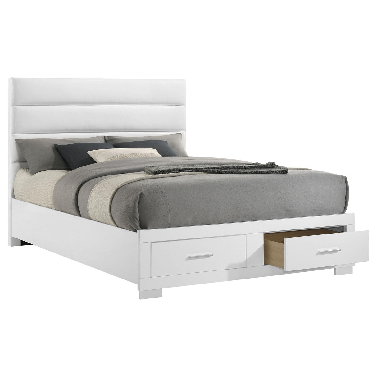 Felicity White High Gloss Queen Storage Bed from Coaster - Luna Furniture