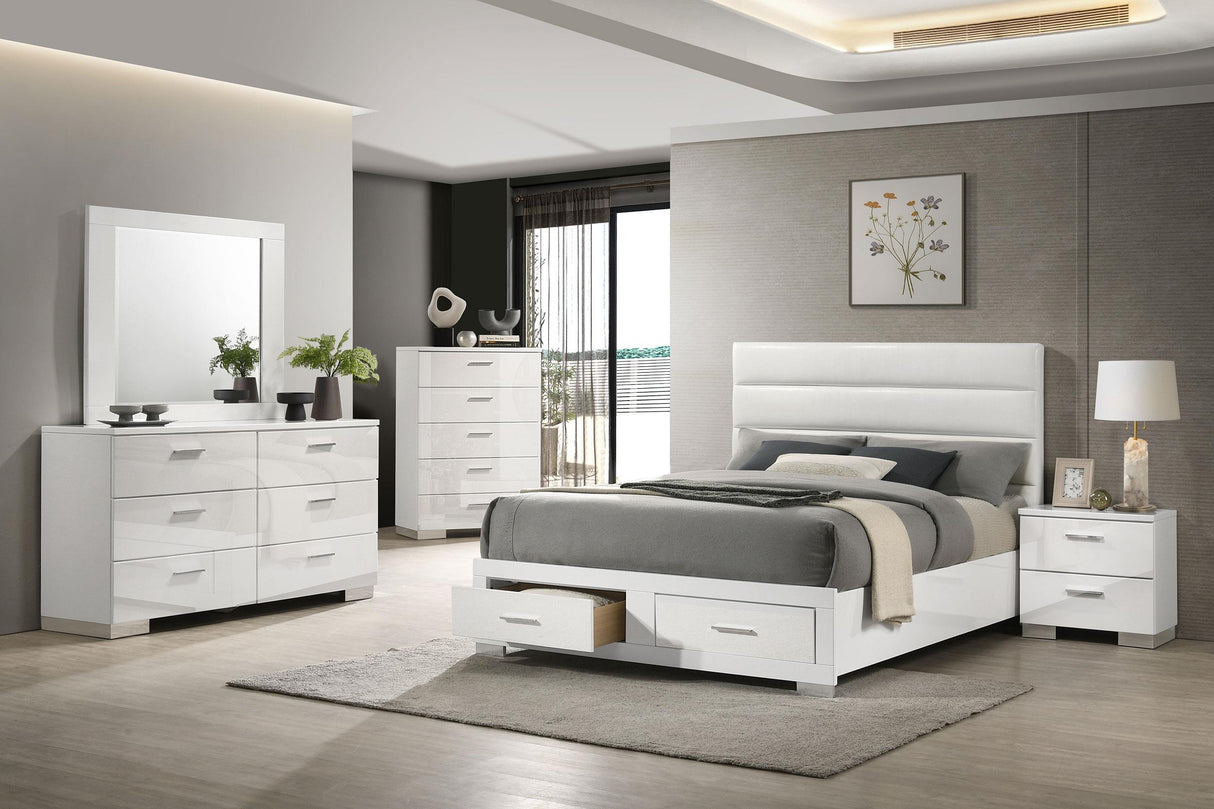 Felicity White High Gloss Queen Storage Bed from Coaster - Luna Furniture