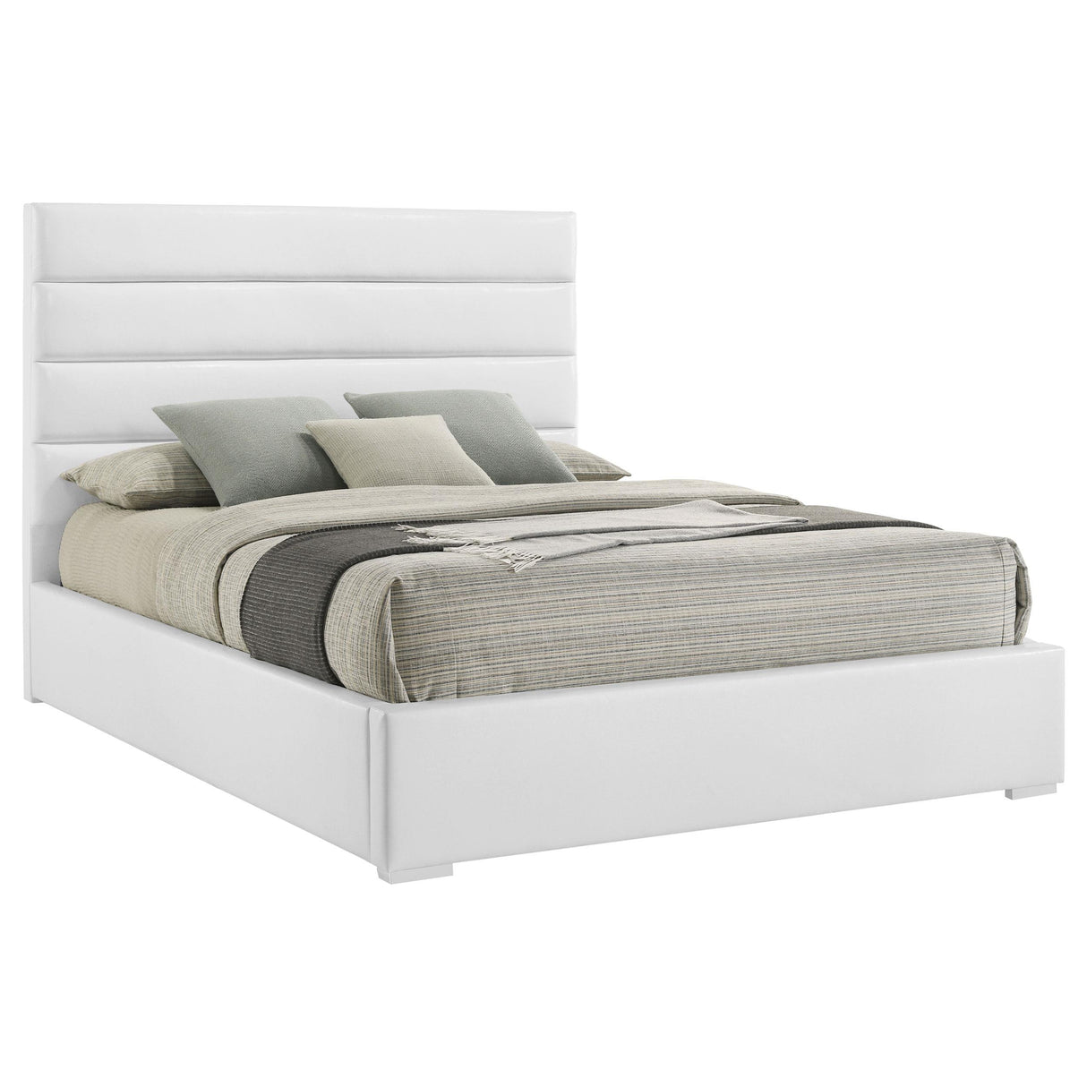Felicity White Upholstered California King Platform Bed from Coaster - Luna Furniture