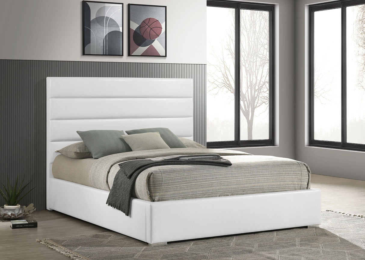 Felicity White Upholstered Eastern King Platform Bed from Coaster - Luna Furniture