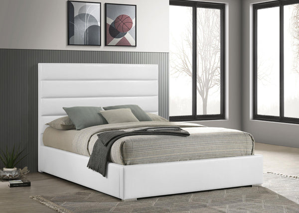 Felicity White Upholstered Queen Platform Bed