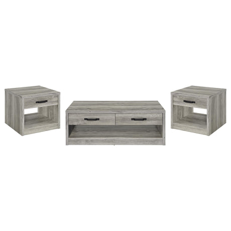 Felix Gray Driftwood 3-Piece Coffee and End Table Set from Coaster - Luna Furniture