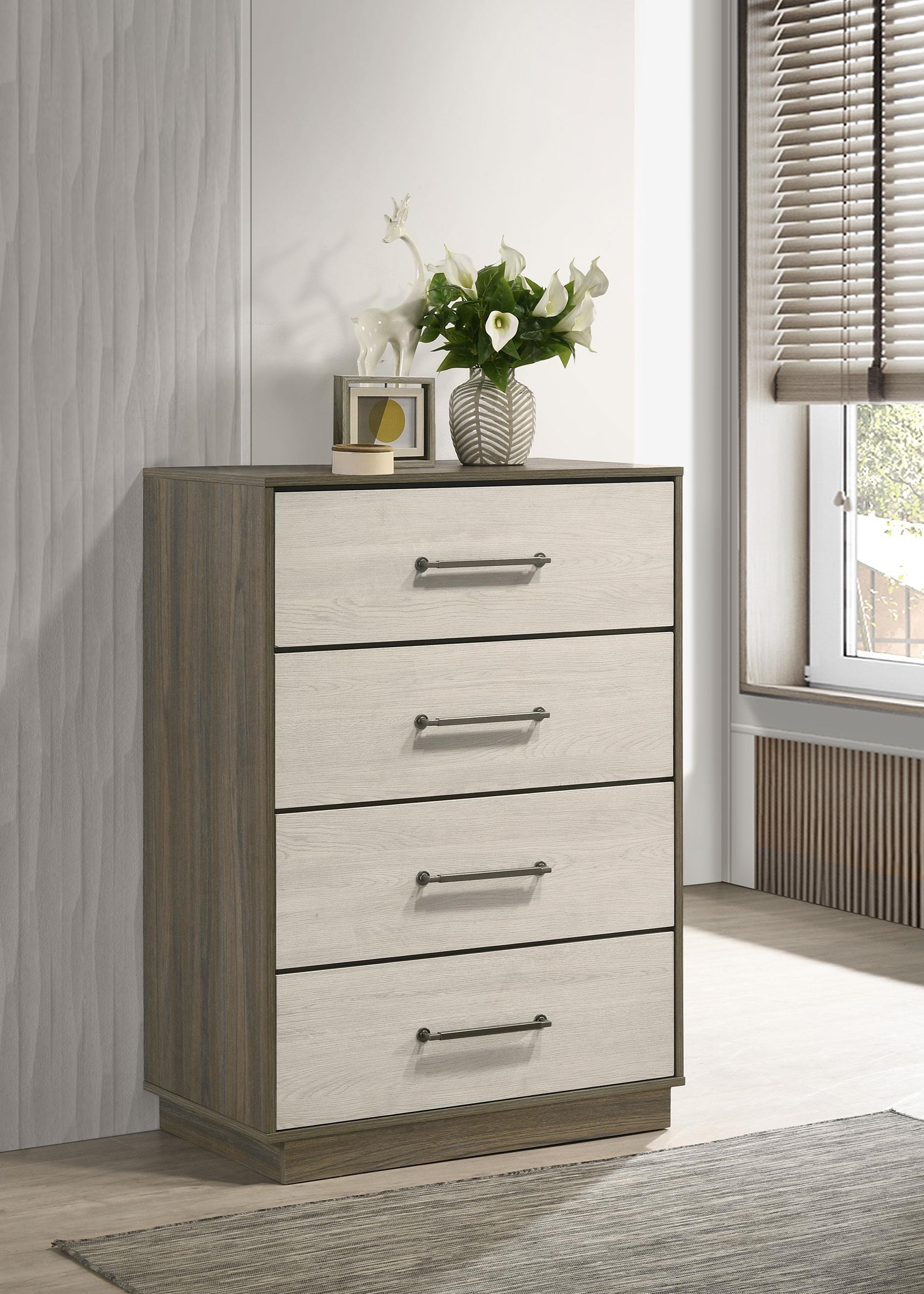Fenwick Gray Oak 4-Drawer Chest of Drawers – Luna Furniture