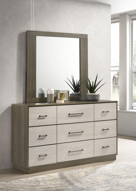 Fenwick Gray Oak 9-Drawer Dresser with Mirror from Coaster - Luna Furniture