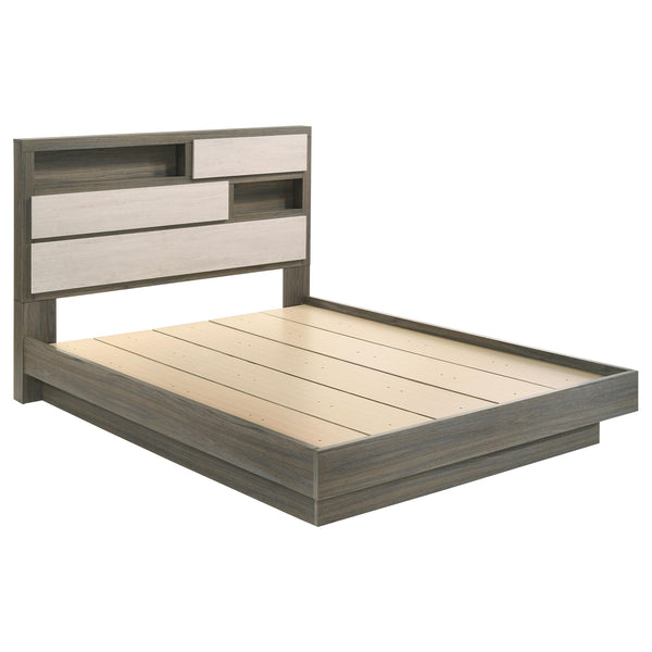 Fenwick Gray Oak California King Bed Bookcase Headboard