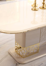 Ferani Ivory and Gold Dining Set from Luna Luxury - Luna Furniture