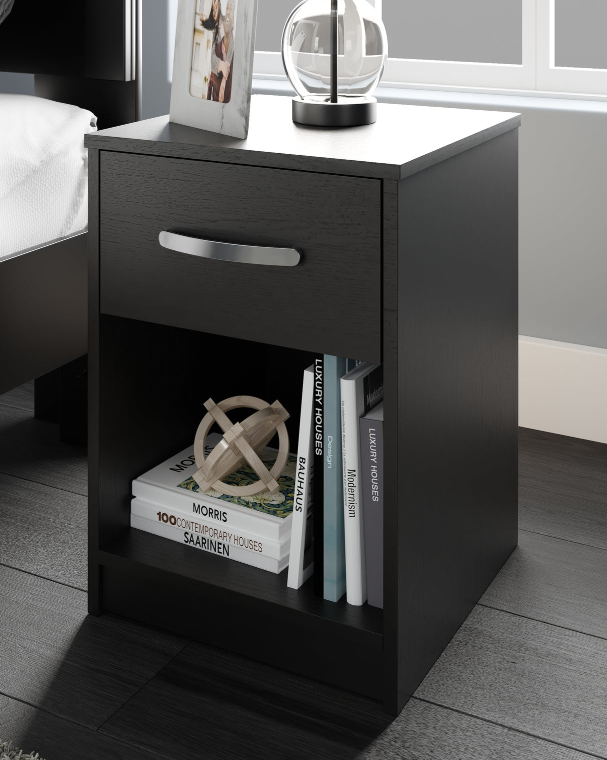 Finch Black Nightstand from Ashley - Luna Furniture