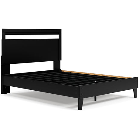 Finch Queen Panel Platform Bed with Dresser, Chest and Nightstand in Black/Brown from Ashley - Luna Furniture