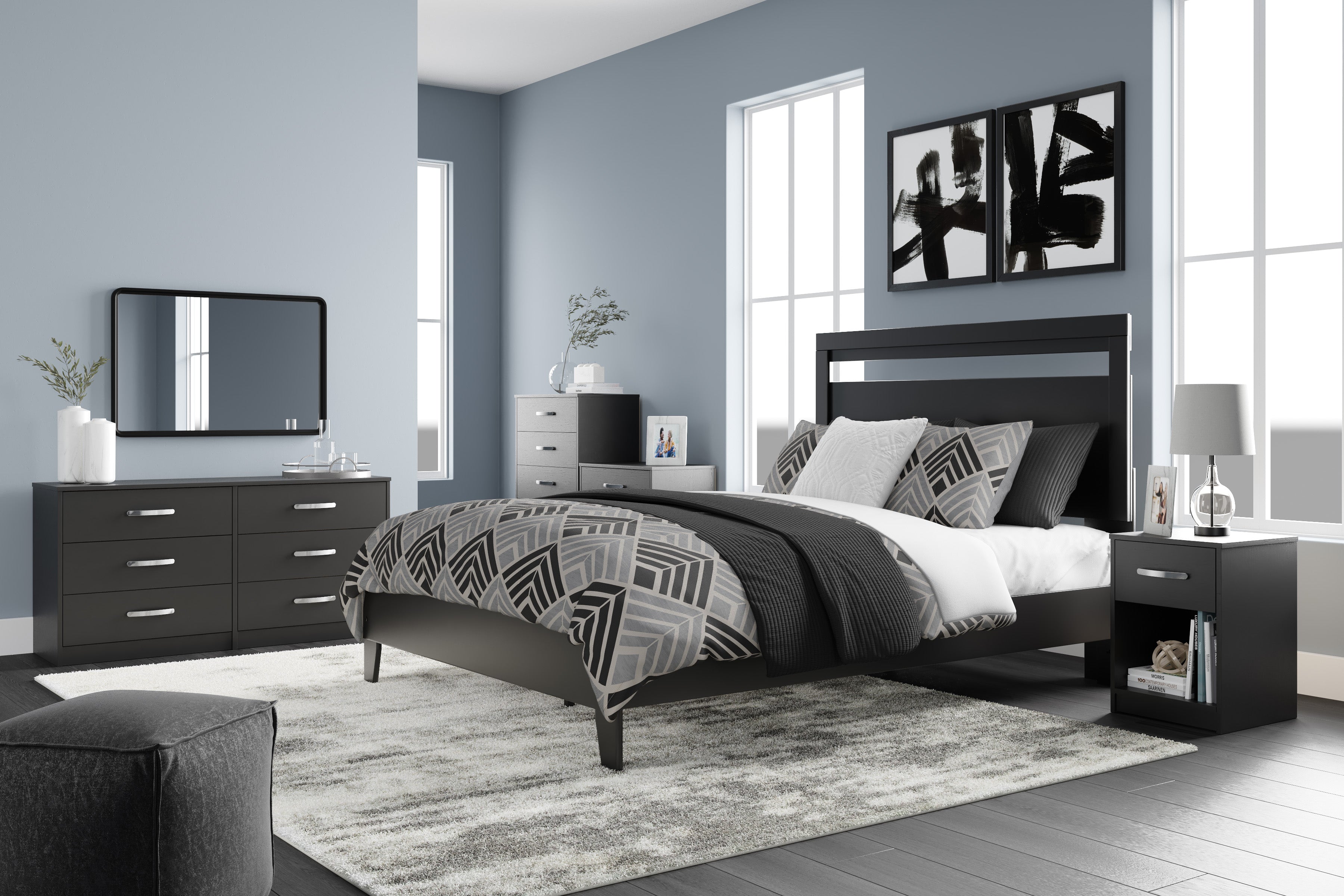 Finch Black Platform Bedroom Set – Luna Furniture